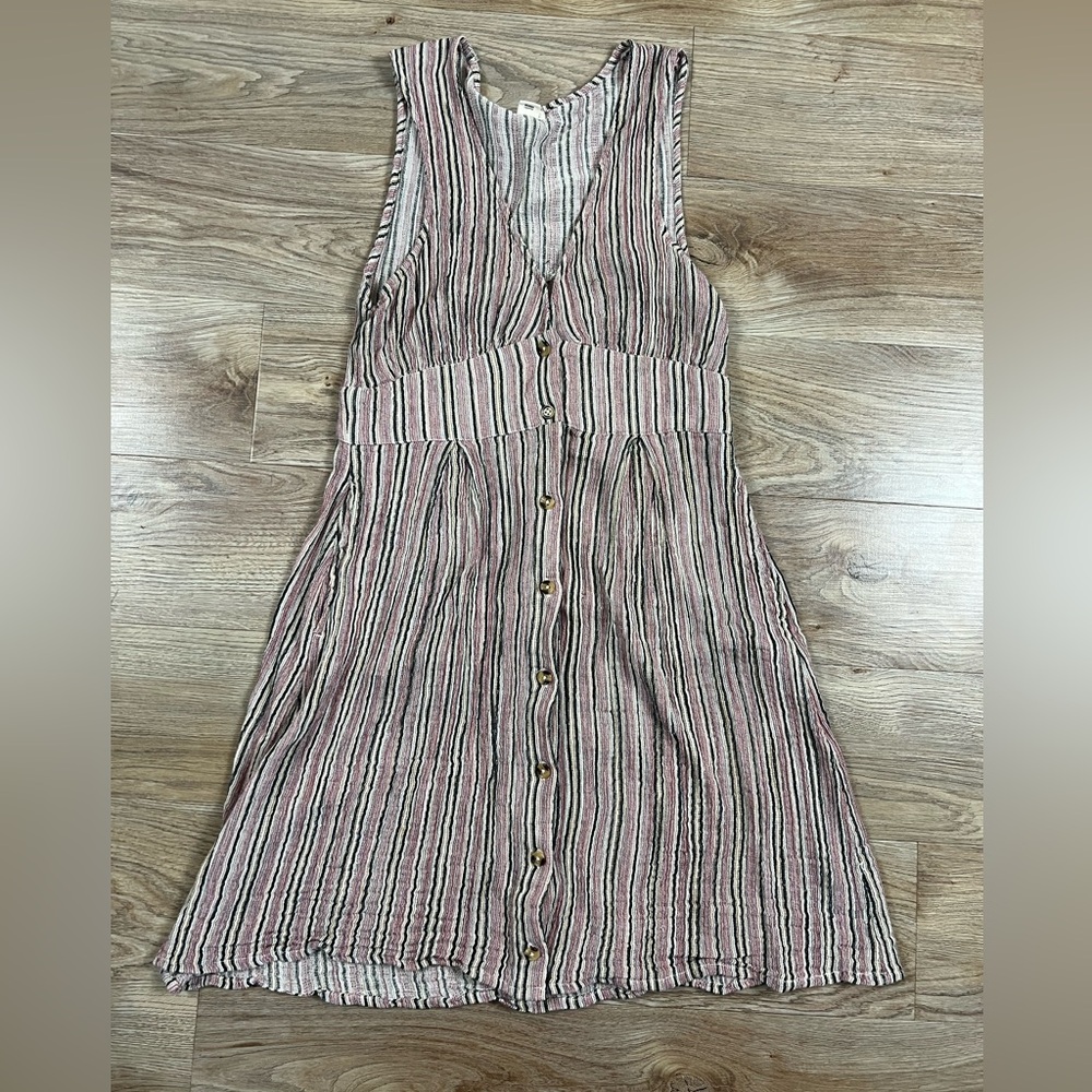 Billabong Pink and Black Striped Backless Dress